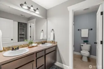 A full bathroom for the additional 3 bedrooms upstairs