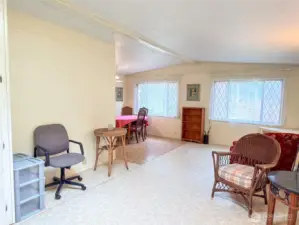 Large windows in the living and dining areas bring in loads of light.