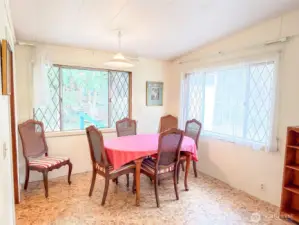 Light filled dining area.