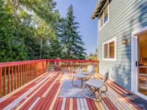 The spacious deck has has some planks replaced.