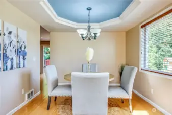 The coffered ceilings gives this dining room a special feeling.