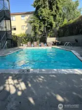 Outdoor pool is open during summer months.