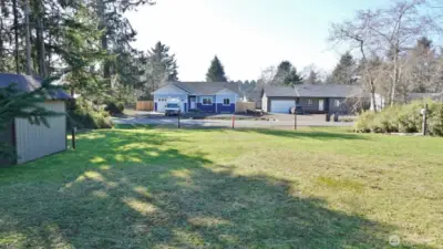 Cleared and Level Lot w/ a Shed (looking from the rear towards the front of the lot.)