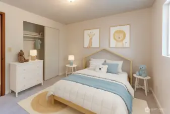 Virtual staged secondary bedroom