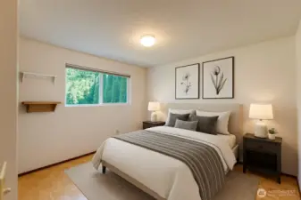 Virtual staged secondary bedroom