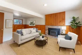 Virtual staged downstairs family room