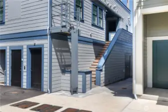 Stair access to unit from designated parking space