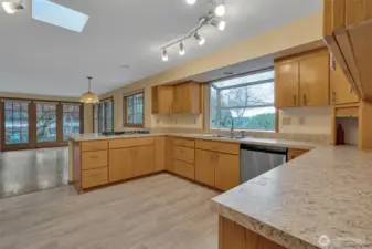 Huge open kitchen is sure to please the chef in the house.