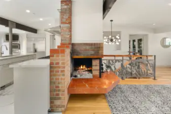 Gas fireplace will heat the home