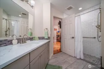 Bathroom on the main floor - the door goes into the main floor bedroom