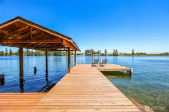 Boat lift and dock.
