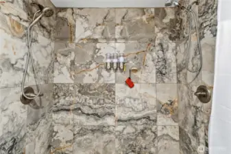 Tiled walk-in shower