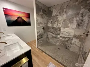 Tiled walk-in shower