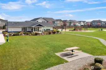 Neighborhood community center. Cabana with gathering room, full kitchen and restrooms for use by the residents