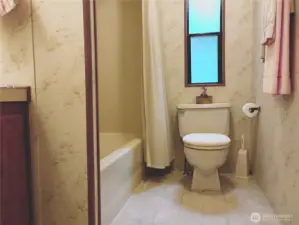 Full bathroom off the hall