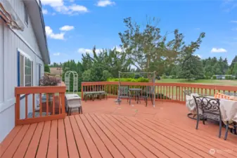 Massive back deck on a large meadow