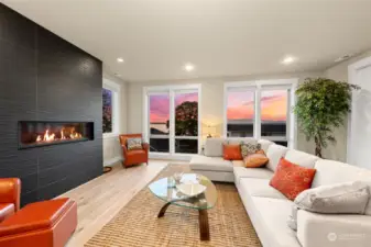 Living room opening up to the covered deck