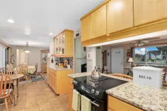 Kitchen with pass thru to living room