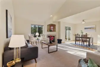 Living room with vaulted ceiling