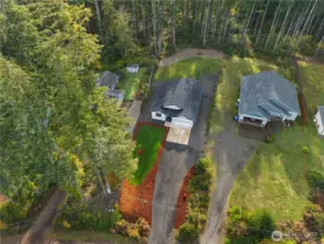 Aerial view of the property and area.