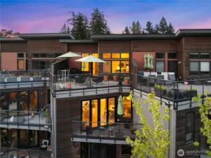 Elegant 2 story home with large upper deck.