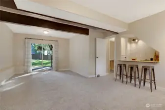 Family room opens up to covered patio and fully fenced yard