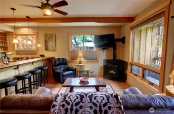 Abundant natural lighting flooding into your main living area.  Suite 101 has central heating and cooling in addition to the propane stove.