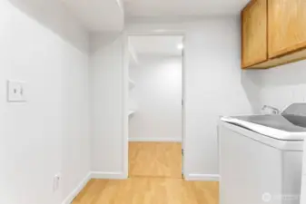 This is the laundry area downstairs. It also has tons of storage area down here.