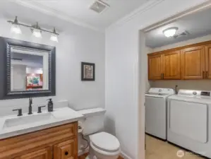 Half bath and laundry off family room