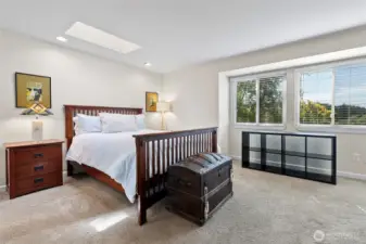Primary bedroom with new shower in 3/4 bath