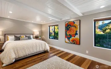 Primary bedroom as it could appear after remodel.