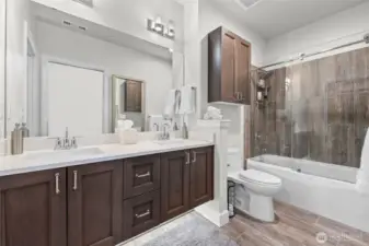 Double sinks make a guest feel like they are in an upscale B&B!