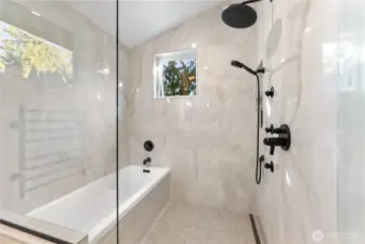 Just an amazing primary walk-in shower with separate soaking tub. Bigger and better than it looks in a photo.