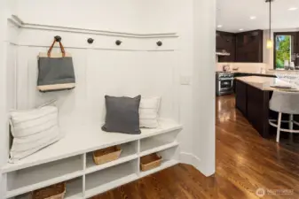 Mud room off the 3 car garage.