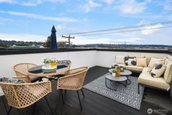 Rooftop deck ready for entertainment