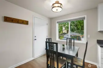 Dining area and door to garage