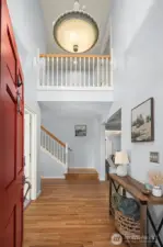 Foyer with soaring ceilings