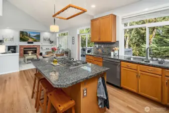 Large kitchen with center island breakfast bar