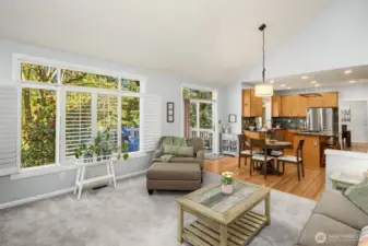 Family room looking back at kitchen