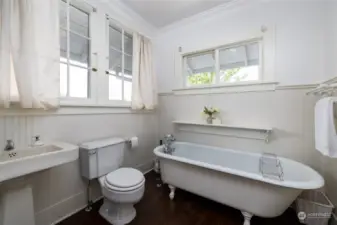 Bathroom 3 upstairs 3/4 bathroom with beautiful soaking clawfoot tub