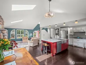 Large kitchen with functional island