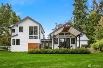 View to the home from the backyard.