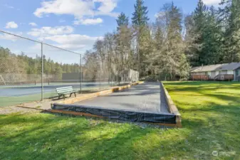 Bocce ball and tennis courts