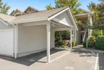 Covered carport directly in front of the unit
