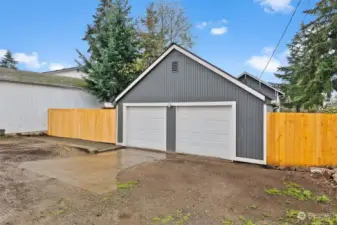 Large 2 car garage with alley access