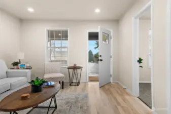 Bright open entry with brand new flooring