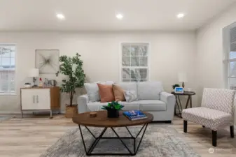 Living area with recessed lighting