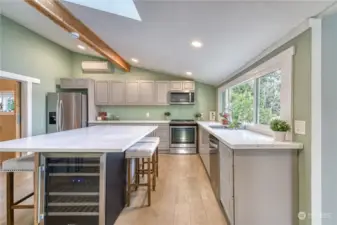 Large kitchen with oversized island.