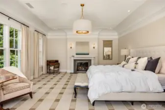 Master suite has a fireplace.