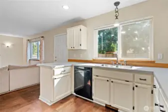 Window looks out to the backyard with a great view of the outdoor living area.